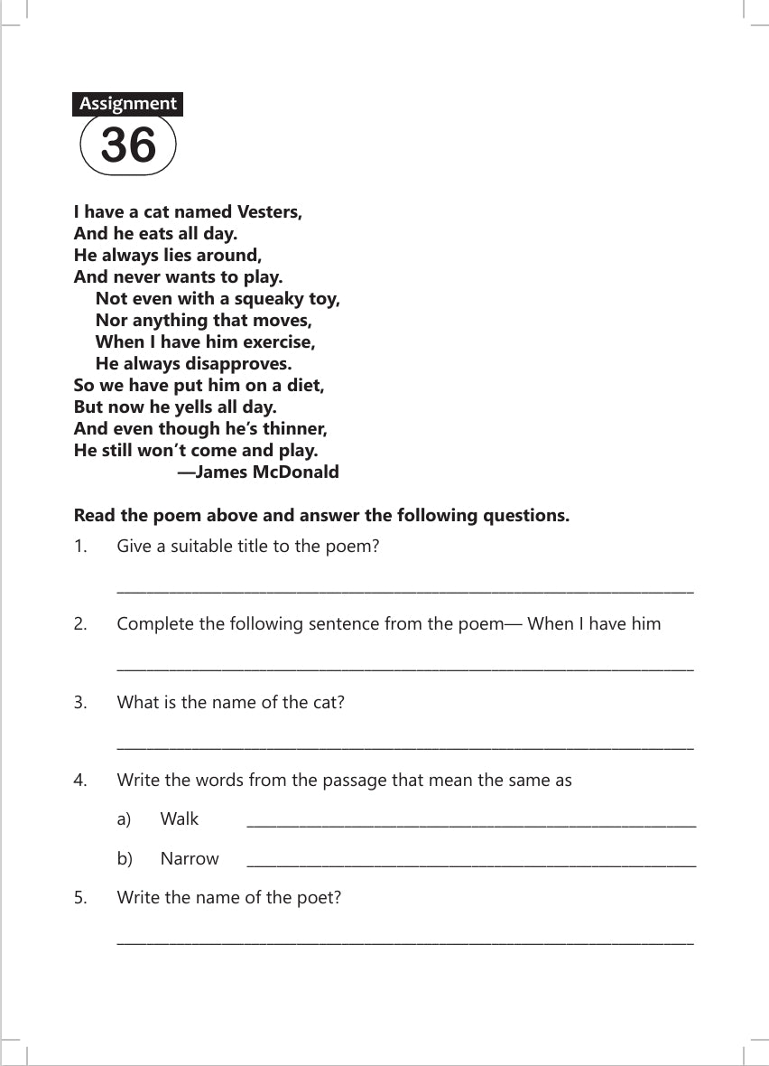 FUN AND LEARN ACTIVITY WORKBOOK FOR KIDS UNSEEN PASSAGE CLASS 4