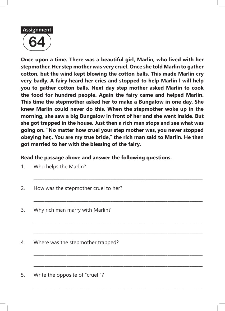 FUN AND LEARN ACTIVITY WORKBOOK FOR KIDS UNSEEN PASSAGE CLASS 5