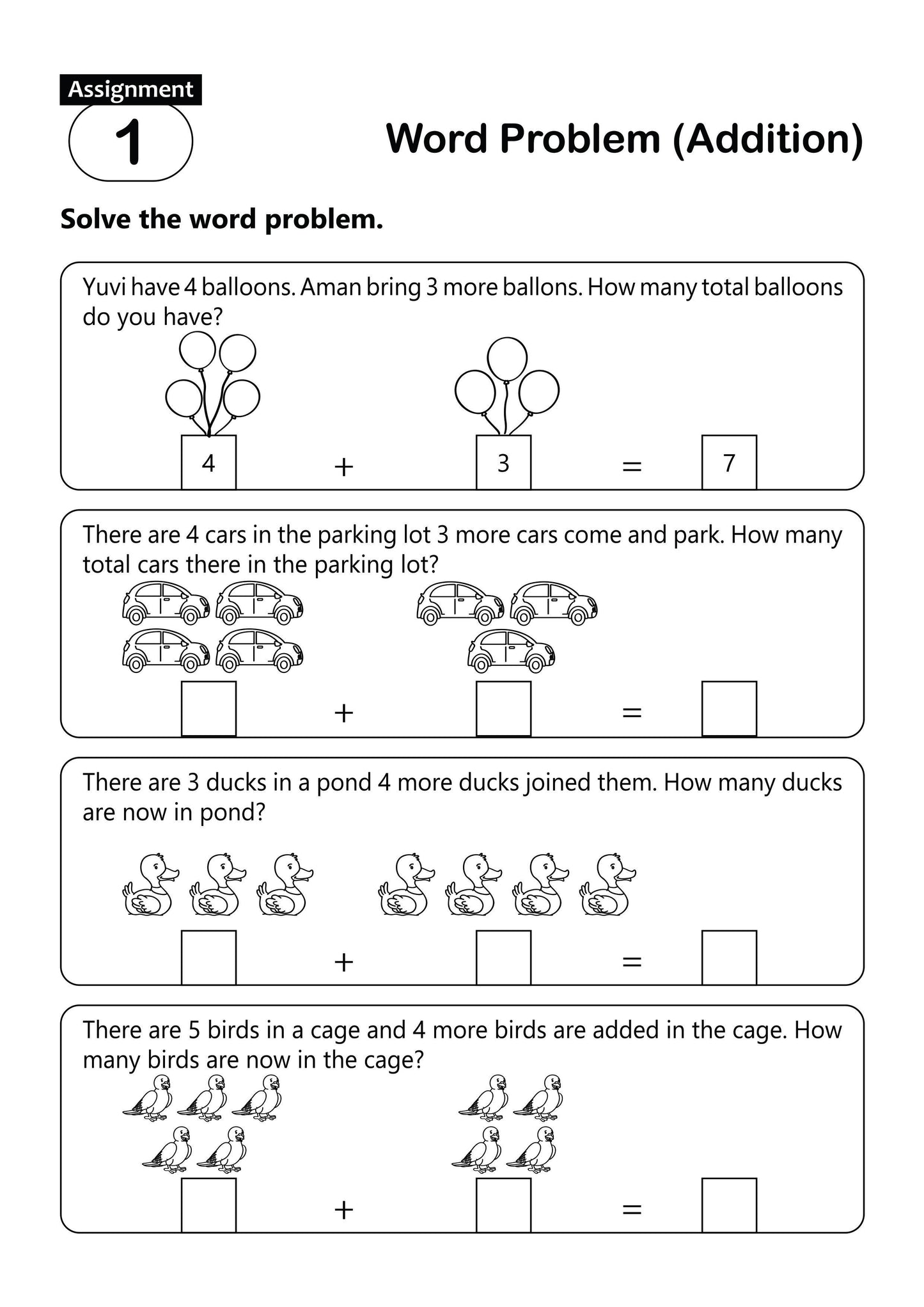 FUN AND LEARN ACTIVITY WORKBOOK FOR KIDS WORD PROBLEM 1
