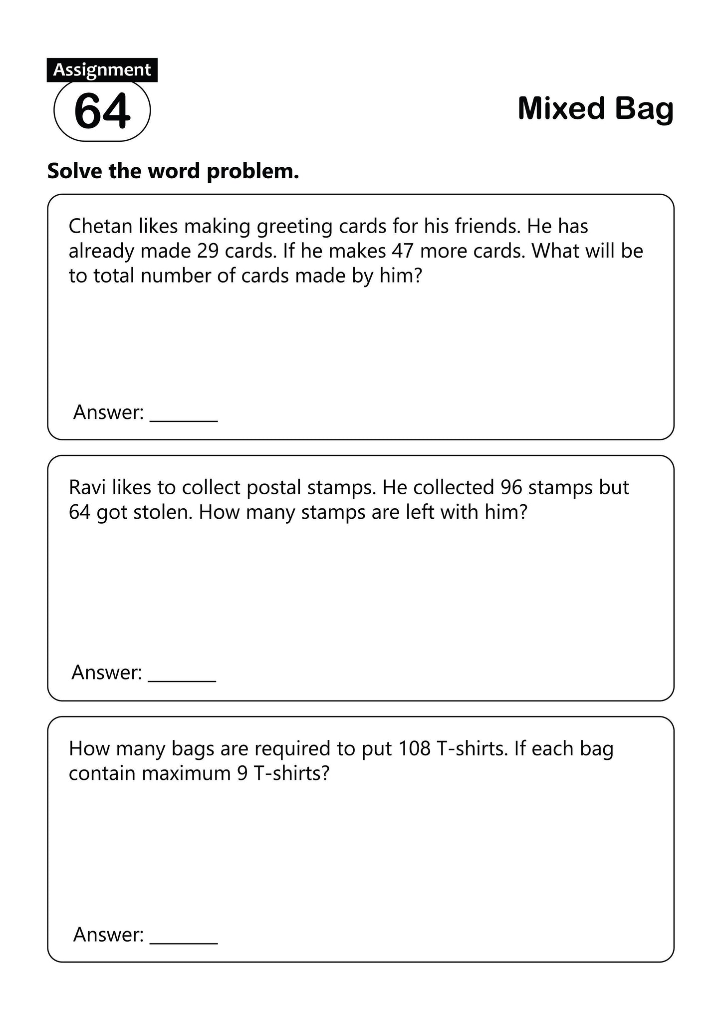 FUN AND LEARN ACTIVITY WORKBOOK FOR KIDS WORD PROBLEM 2
