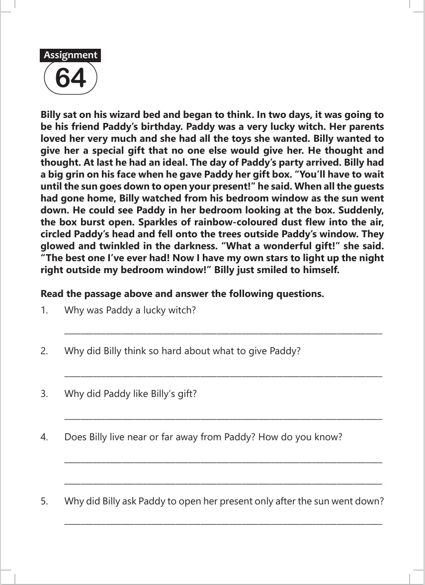 FUN AND LEARN ACTIVITY WORKBOOK FOR KIDS UNSEEN PASSAGE CLASS 4