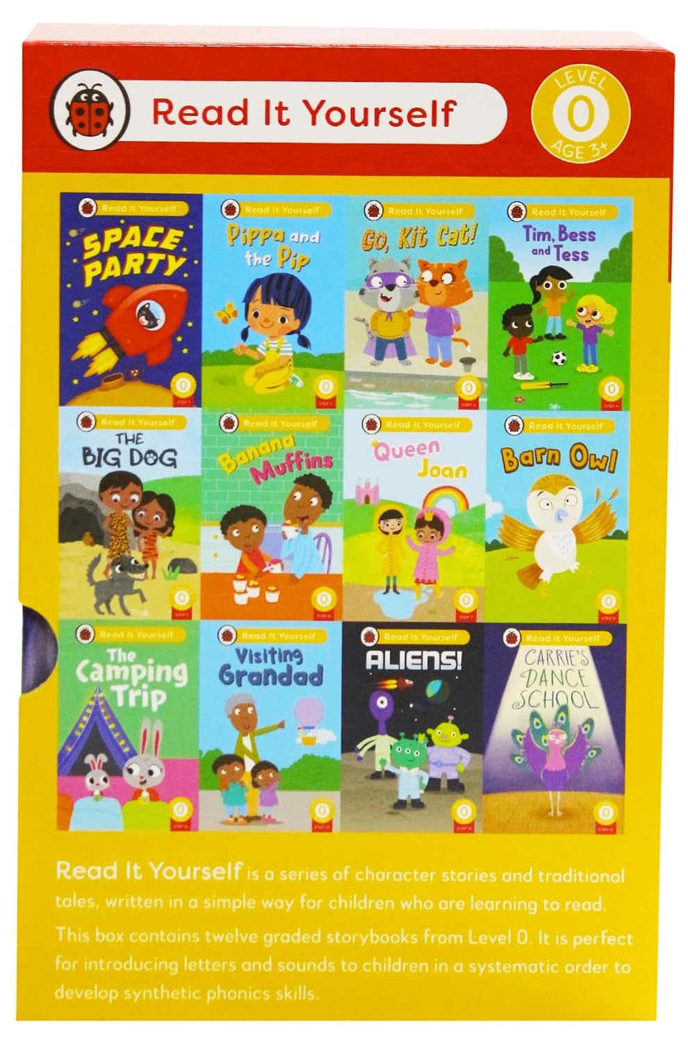 Read It Yourself with Ladybird: Phonics Readers Level 0: 12 Books Collection Box Set (Space Party, Pippa and the Pip, Go, Kit Cat!, Tim, Bess and Tess, The Big Dog, Banana Muffins and More)