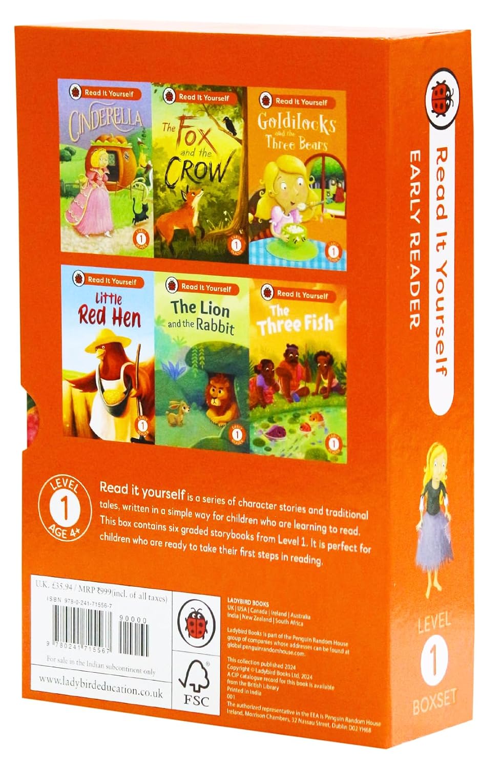 Read It Yourself with Ladybird: Early Readers Level 1: 6 Books Collection Box Set (Cinderella, The Three Fish, Little Red Hen, Goldilocks and the Three Bears, and The Lion and the Rabbit)