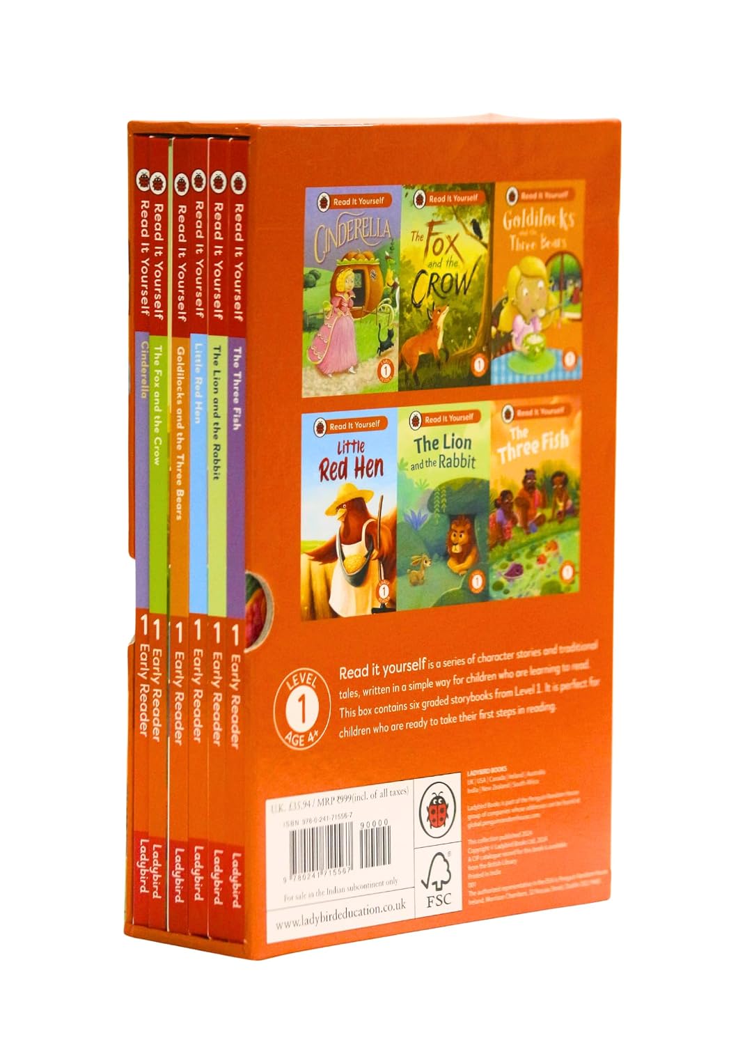 Read It Yourself with Ladybird: Early Readers Level 1: 6 Books Collection Box Set (Cinderella, The Three Fish, Little Red Hen, Goldilocks and the Three Bears, and The Lion and the Rabbit)