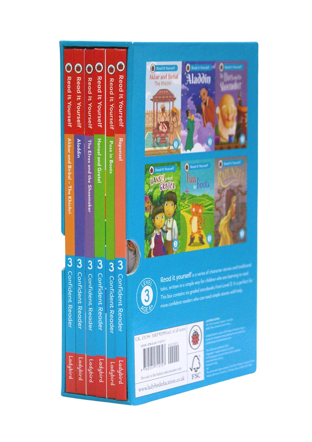 Read It Yourself with Ladybird: Confident Readers Level 3: 6 Books Collection Box Set (Akbar and Birbal, Aladdin, Puss in Boots, Hansel and Gretel, Rapunzel and The Elves and the Shoemaker