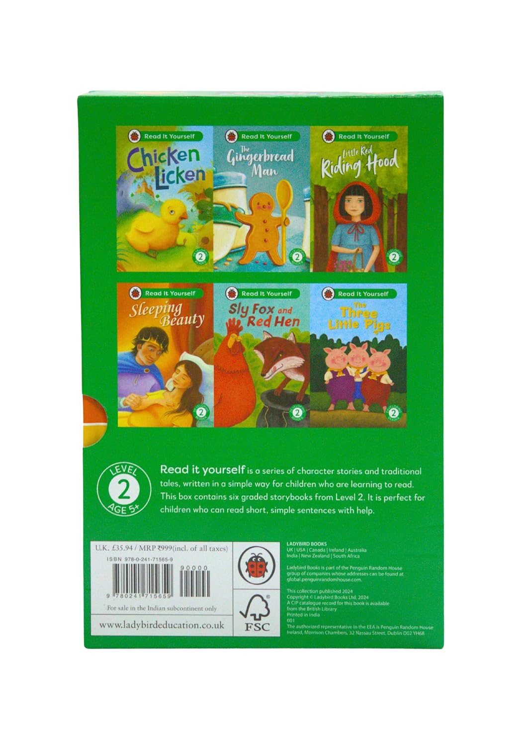 Read It Yourself with Ladybird: Developing Readers Level 2: 6 Books Collection Box Set (The Three Little Pigs, The Gingerbread Man, Little Red Riding Hood, Sleeping Beauty and Chicken Licken)