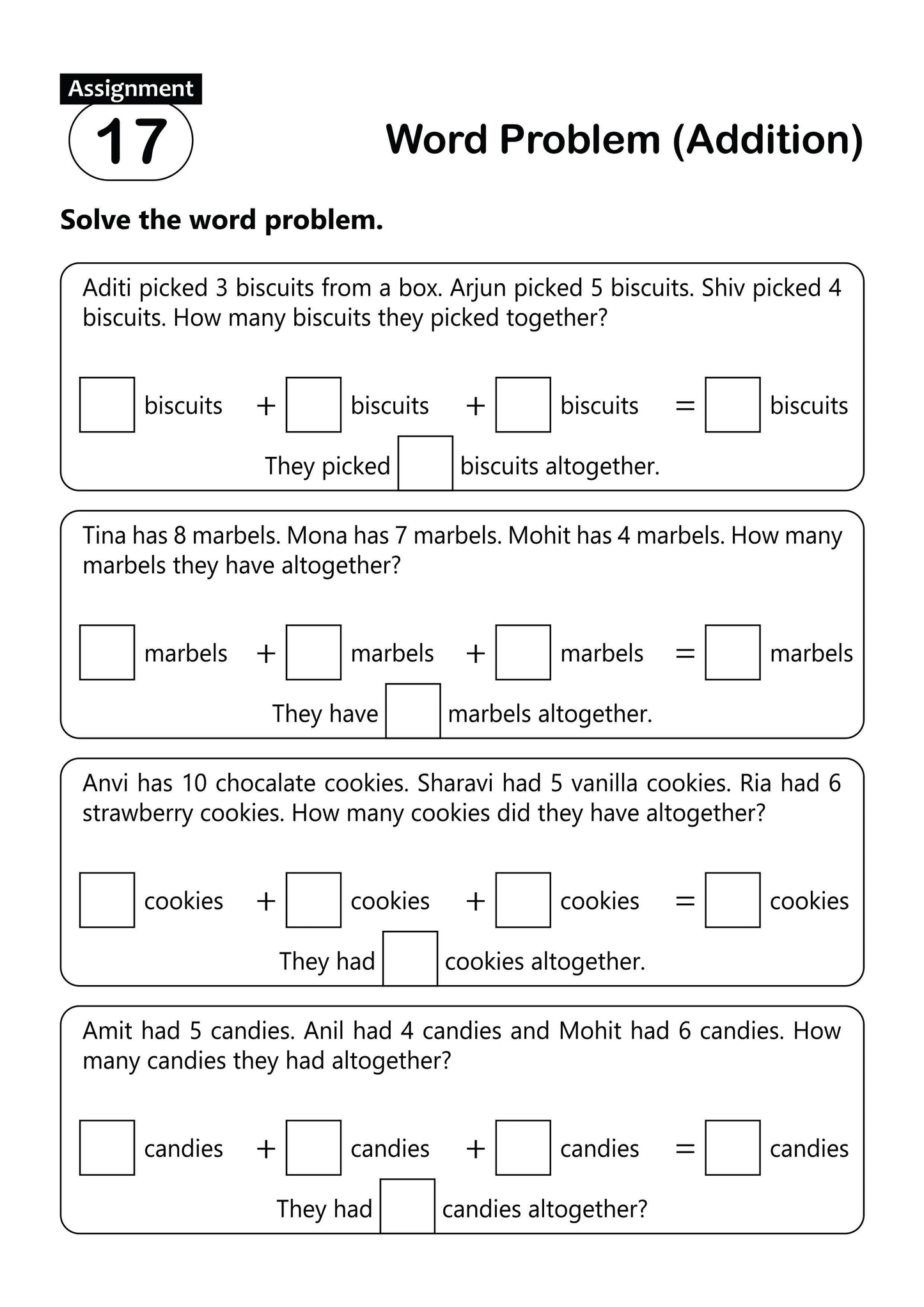 FUN AND LEARN ACTIVITY WORKBOOK FOR KIDS Word Problem 1