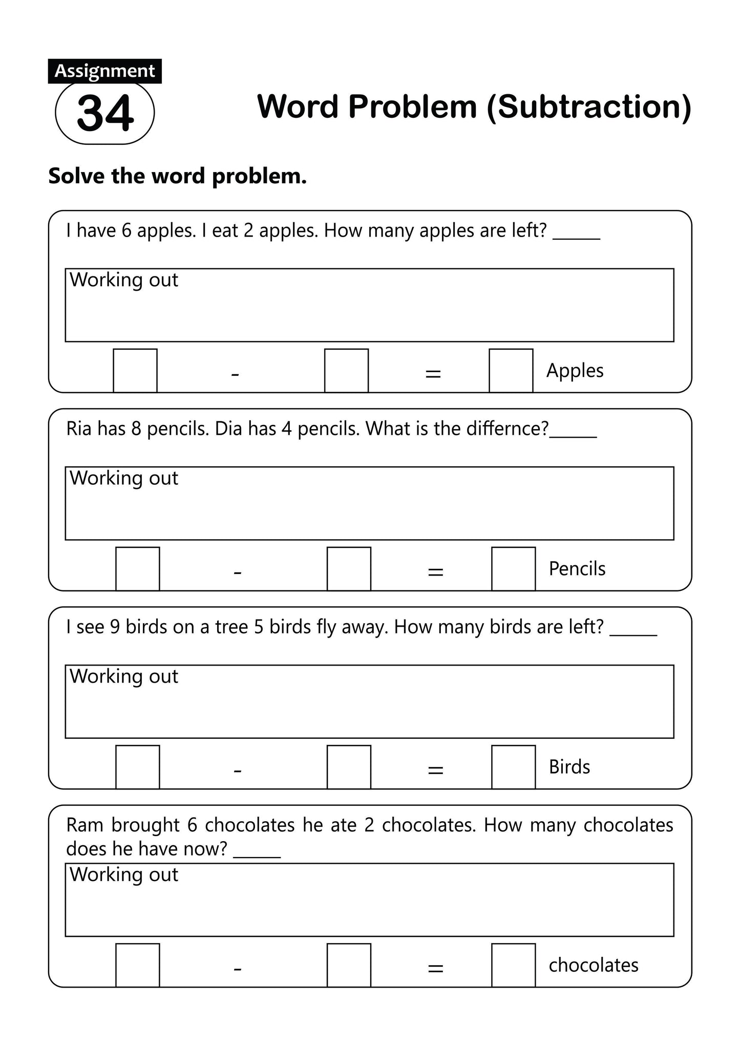 FUN AND LEARN ACTIVITY WORKBOOK FOR KIDS Word Problem 1