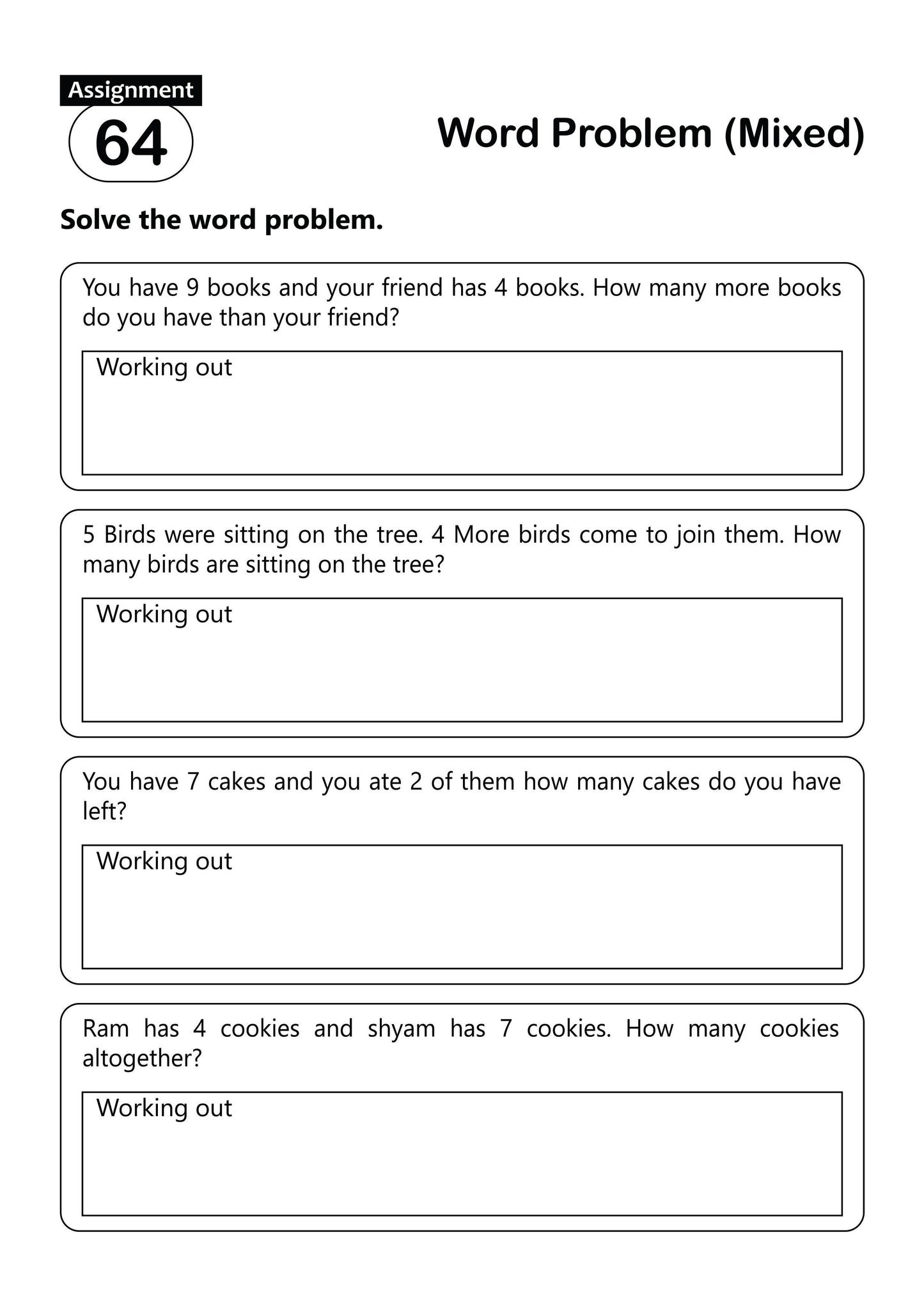 FUN AND LEARN ACTIVITY WORKBOOK FOR KIDS Word Problem 1