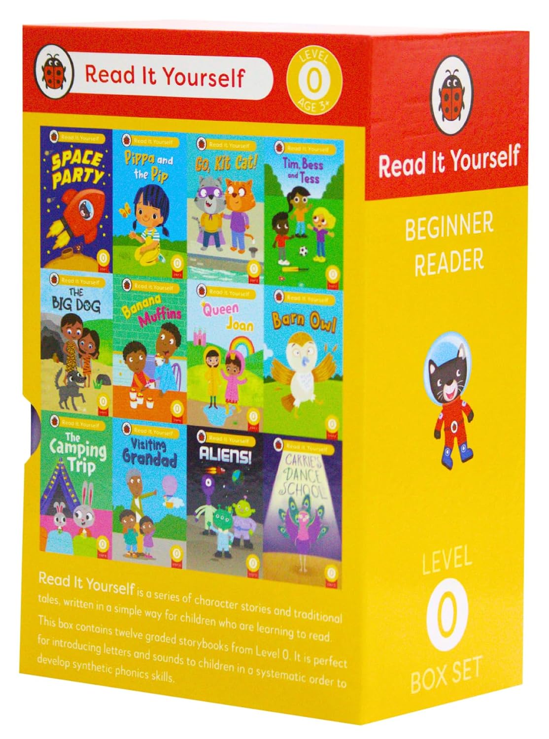 Read It Yourself with Ladybird: Phonics Readers Level 0: 12 Books Collection Box Set (Space Party, Pippa and the Pip, Go, Kit Cat!, Tim, Bess and Tess, The Big Dog, Banana Muffins and More)
