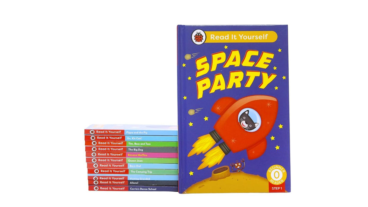 Read It Yourself with Ladybird: Phonics Readers Level 0: 12 Books Collection Box Set (Space Party, Pippa and the Pip, Go, Kit Cat!, Tim, Bess and Tess, The Big Dog, Banana Muffins and More)